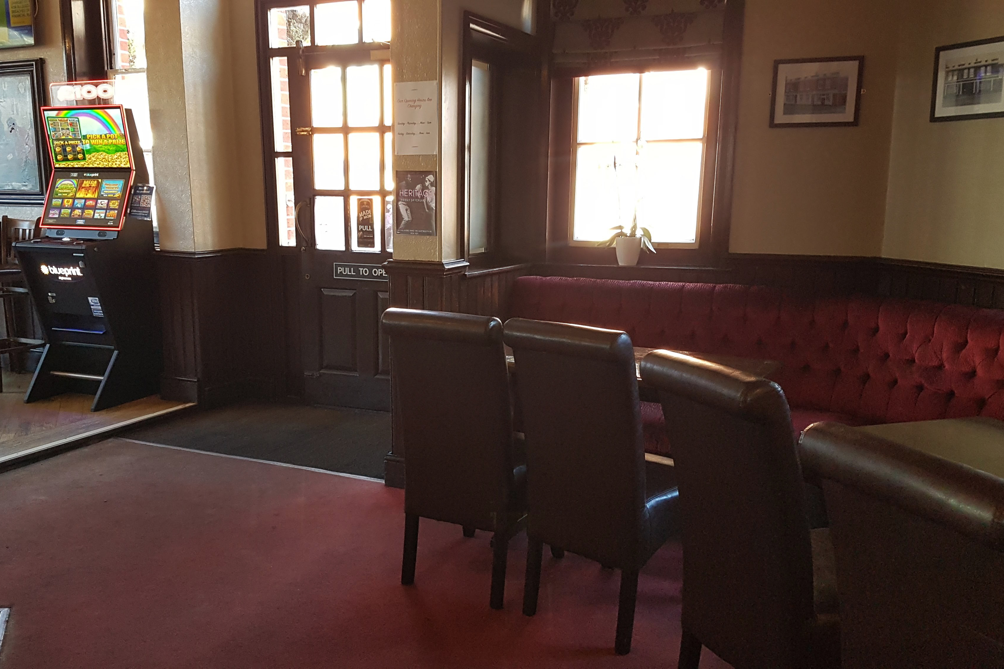 pic of pub interior looking at the back door